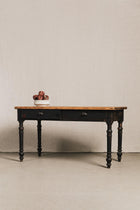Tavolo rustico nero, top legno naturale<BR/> TAV0623 1 Raw 